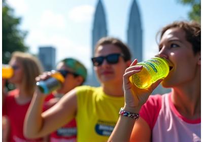 Peserta menikmati jus segar di sebuah acara larian komuniti di Kuala Lumpur yang disokong oleh Rasa Juicery