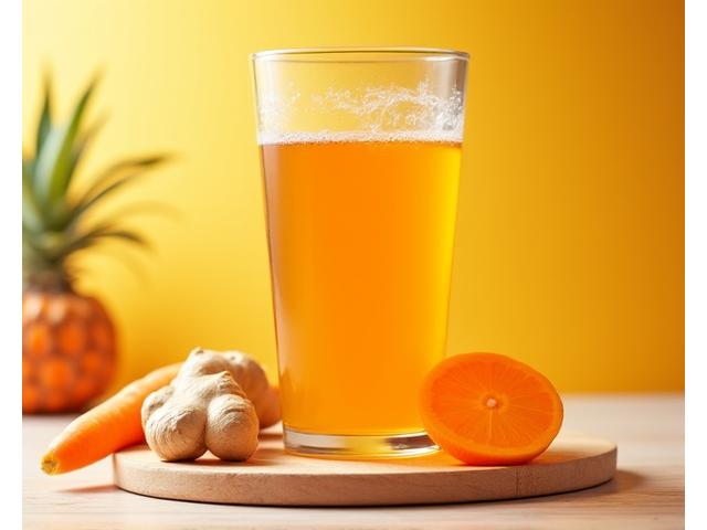 Jus oren terang dengan halia dan lobak merah