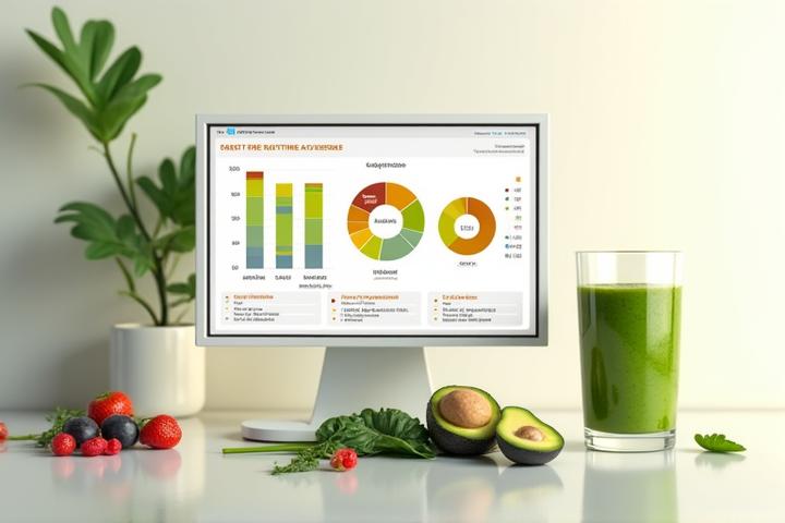 Grafik analisis nutrisi interaktif menunjukkan makro dan mikro nutrien dari smoothie